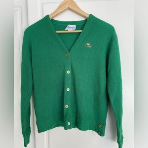 Lacoste VINTAGE 70s cardigan Kelly green sz 40 fits like a small/medium women’s